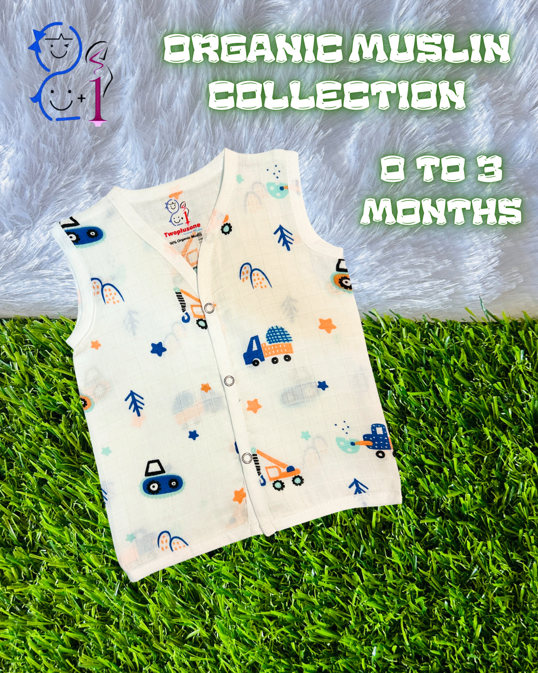Muslin Jabla - Vehicles Print - 0 to 3 Months